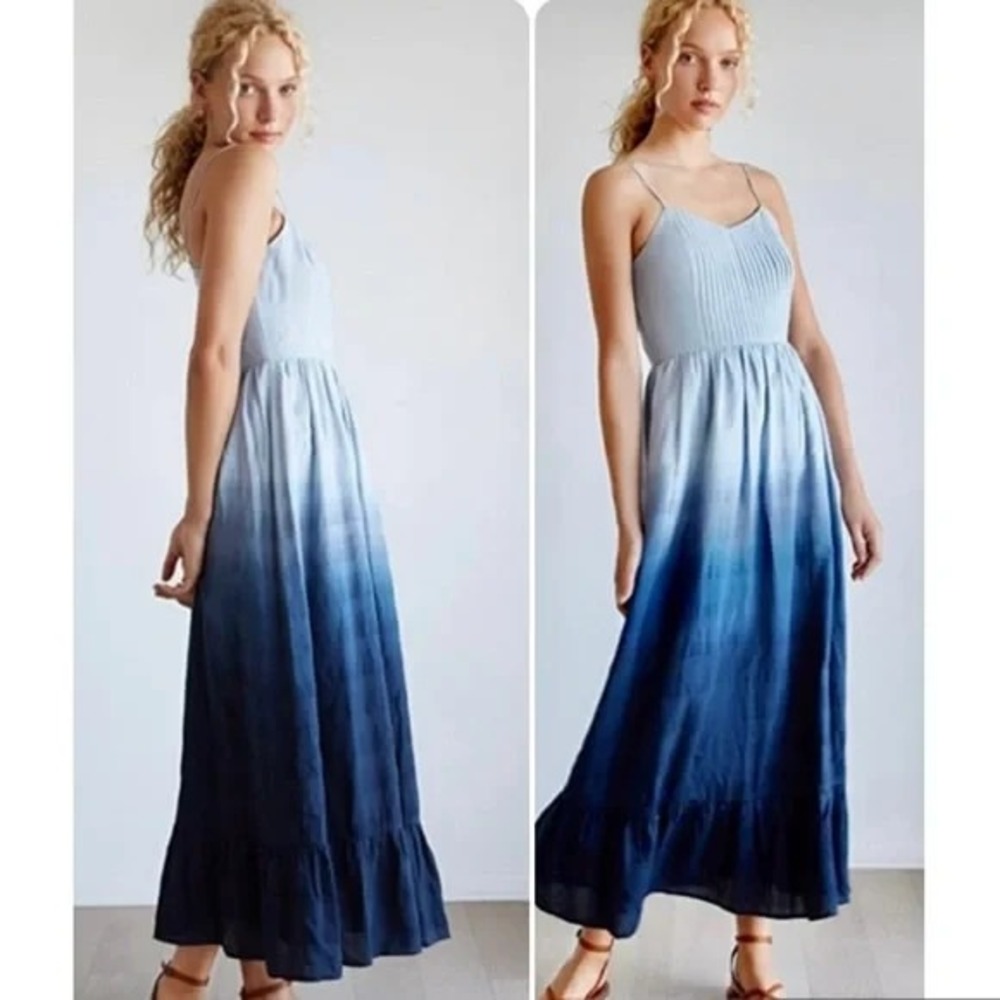 Madewell Dip Dye Pintuck Ruffle Maxi Dress Size 10 Coastal Boho  Ombre‎ Vacation